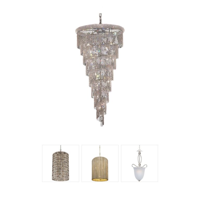 Elegant Lighting Spiral 36-Inch Chrome Foyer Pendant with Royal Cut Crystal
