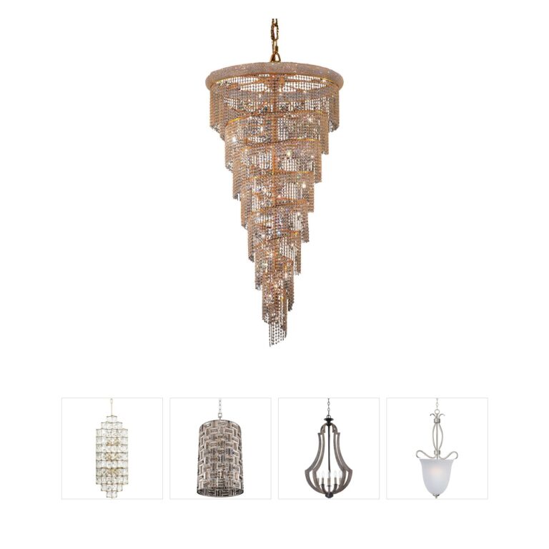 Elegant Lighting Spiral 26-Light Gold and Royal Cut Crystal Foyer Pendant