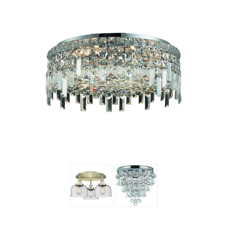 Elegant Lighting Maxime 20-Inch Chrome Flush Mount with Royal Cut Clear Crystals