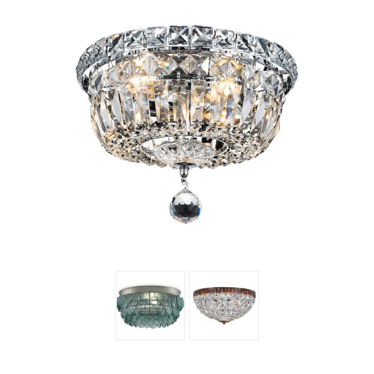 Elegant Lighting Tranquil Collection Chrome & Crystal Flush Mount