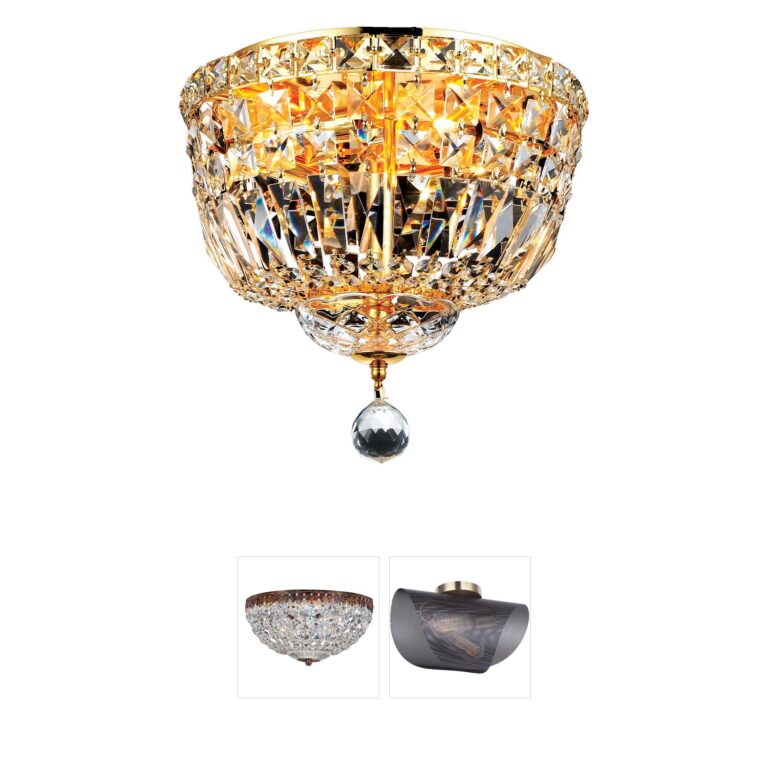 Elegant Lighting Tranquil Collection Gold Crystal Flush Mount