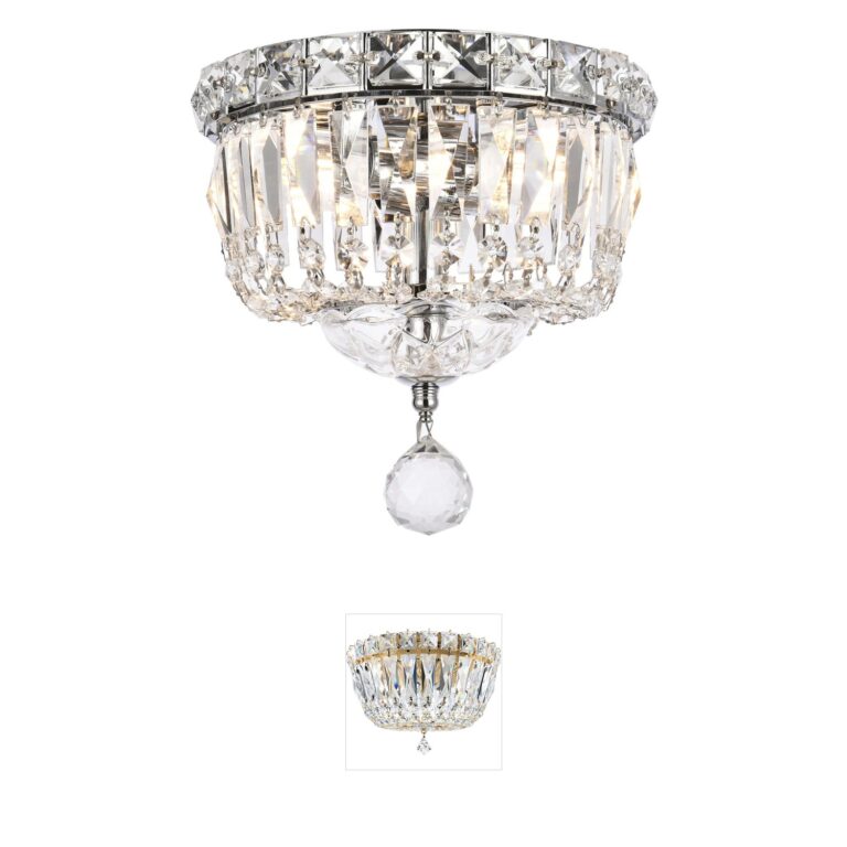Elegant Lighting Tranquil 8-Inch Chrome and Royal Cut Crystal Flush Mount