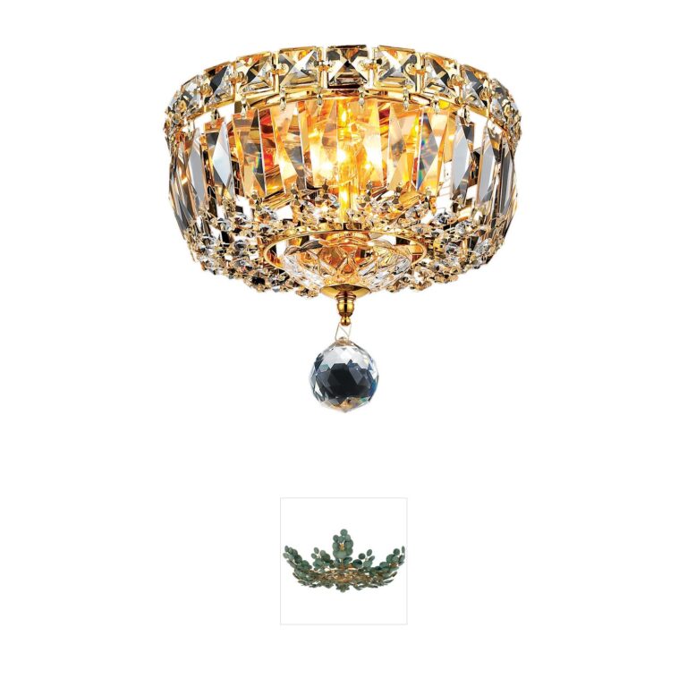 Elegant Lighting Tranquil 8-Inch Gold Crystal Flush Mount