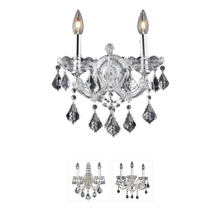 Elegant Lighting Maria Theresa Chrome 2-Light Royal Cut Crystal Wall Sconce