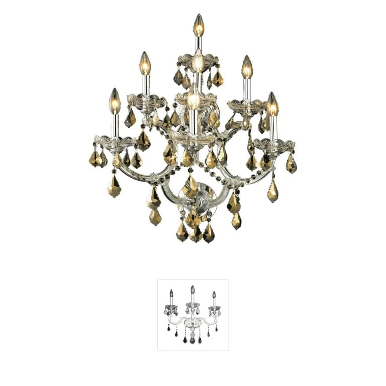 Elegant Lighting Maria Theresa Chrome & Golden Teak Crystal Wall Sconce