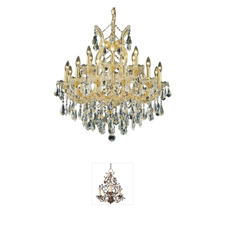 Elegant Lighting Maria Theresa Gold Crystal Mini Chandelier