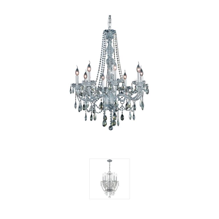 Elegant Lighting Verona 8-Light Chrome Chandelier with Golden Teak Royal Cut Crystals