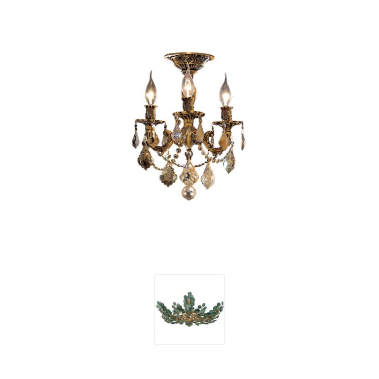 Elegant Lighting Rosalia French Gold Golden Teak Crystal Flush Mount