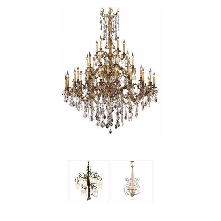 Elegant Lighting Rosalia 45-Light French Gold Foyer Pendant with Royal Cut Crystals