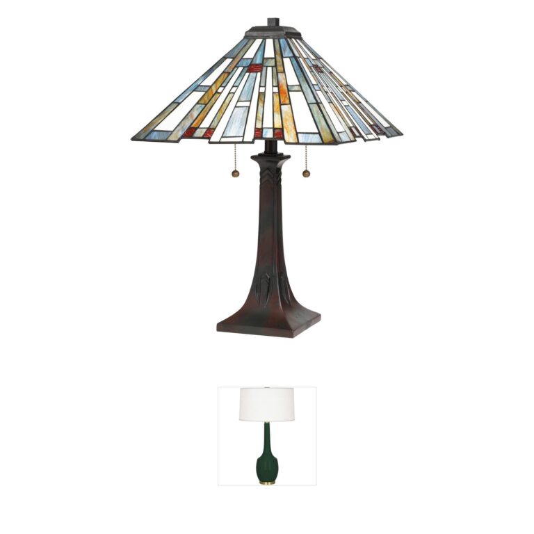 Quoizel Maybeck Tiffany Shade Table Lamp in Valiant Bronze