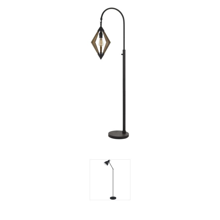 CAL Lighting Valence Black & Pine Wood Floor Lamp