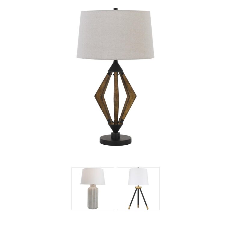 CAL Lighting Valence Black & Pine Wood Table Lamp