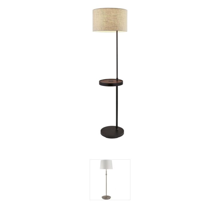 Adesso Oliver Walnut & Matte Black Shelf Floor Lamp