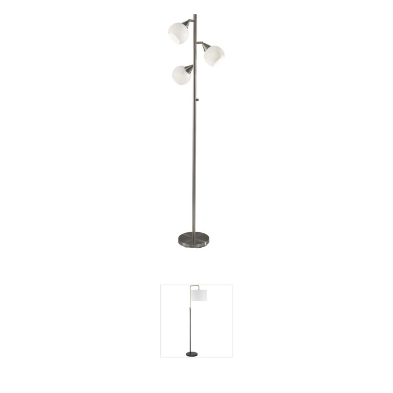 Adesso Phillip 3-Light Brushed Steel Tree Floor Lamp