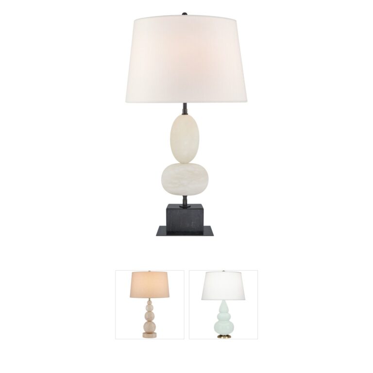 Visual Comfort Signature Collection Thomas O'Brien Dani Alabaster and Black Marble Table Lamp