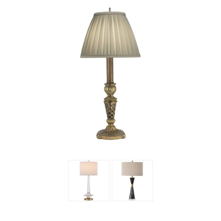 Stiffel Ellie Tortoise Shell Buffet Lamp with Ivory Shadow Box Pleat Shade