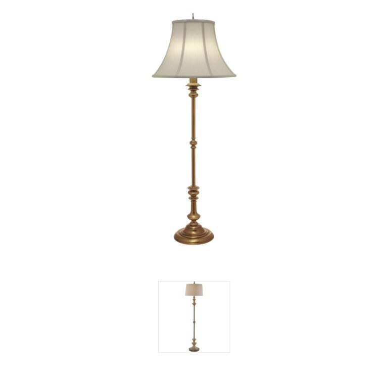 Stiffel Ellie Antique Brass Floor Lamp with Ivory Shadow Shade