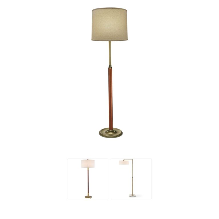 Stiffel Ellie Antique Brass Floor Lamp with Bombay Natural Shade