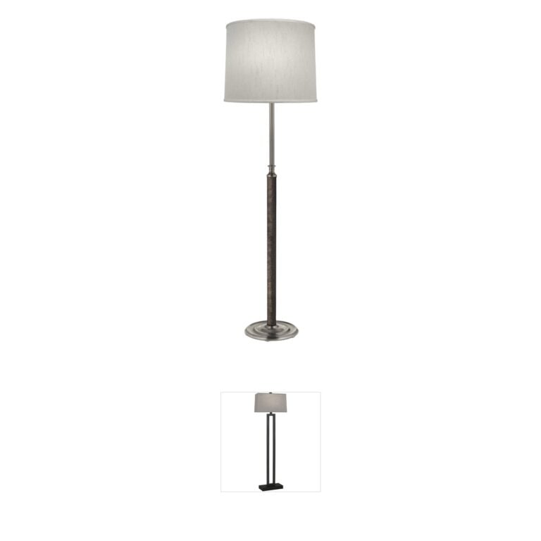 Stiffel Ellie 65-Inch Floor Lamp in Satin Nickel and Black Leather