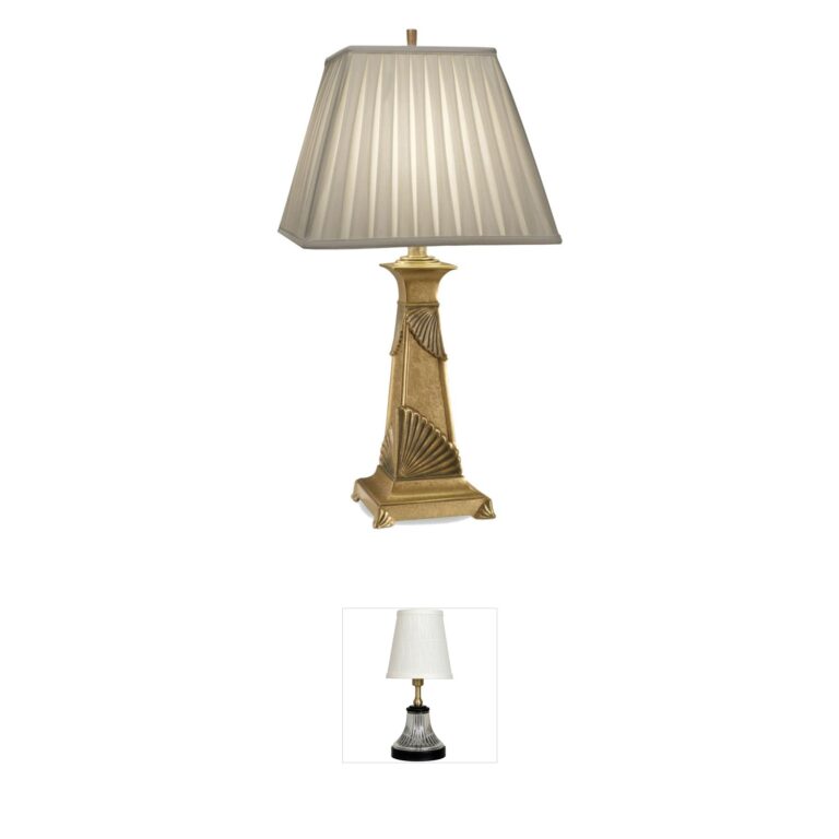 Stiffel Ellie 30-Inch French Gold Table Lamp with Oyster Silksheen Box Pleat Shade