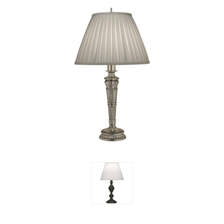 Stiffel Lamps Ellie Antique Silver Table Lamp with Pleated Shade