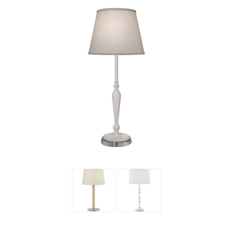 Stiffel Ellie Gloss White and Satin Nickel Buffet Table Lamp