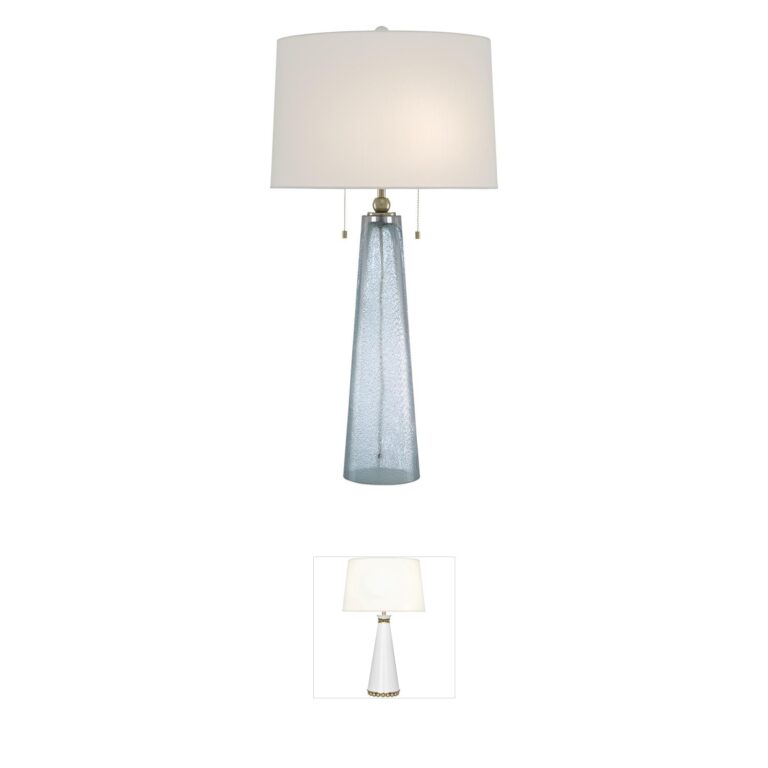 Currey & Company Looke Blue Glass and Brass Table Lamp