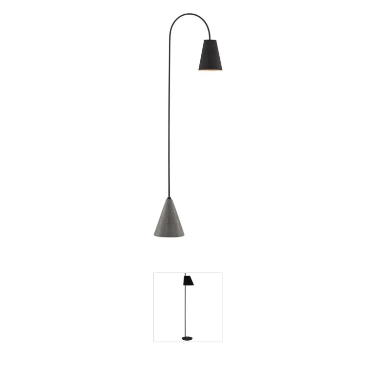 Currey & Company Lotz Black Iron and Concrete Floor Lamp