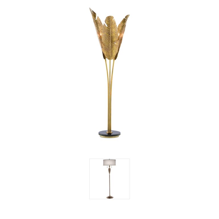 Currey & Company Tropical Vintage Brass and Black Floor Lamp
