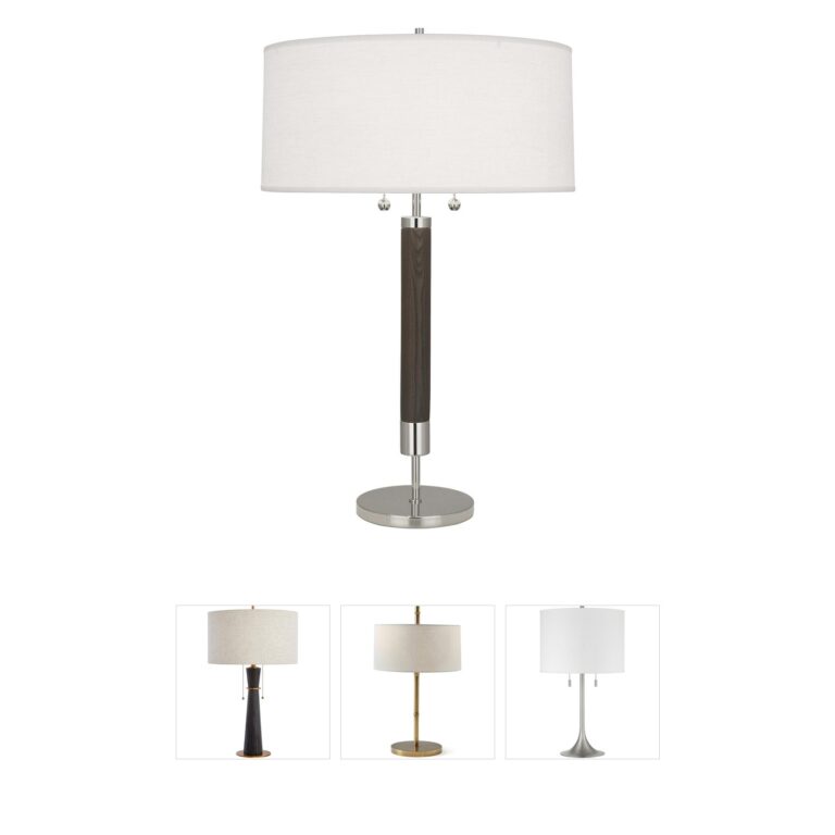 Robert Abbey Dexter Polished Nickel Table Lamp with Oyster Linen Shade