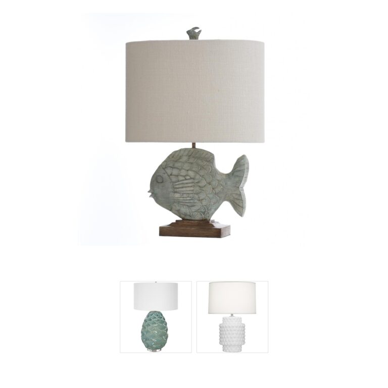 StyleCraft Home Collection Signature Ocean Blue Resin Table Lamp