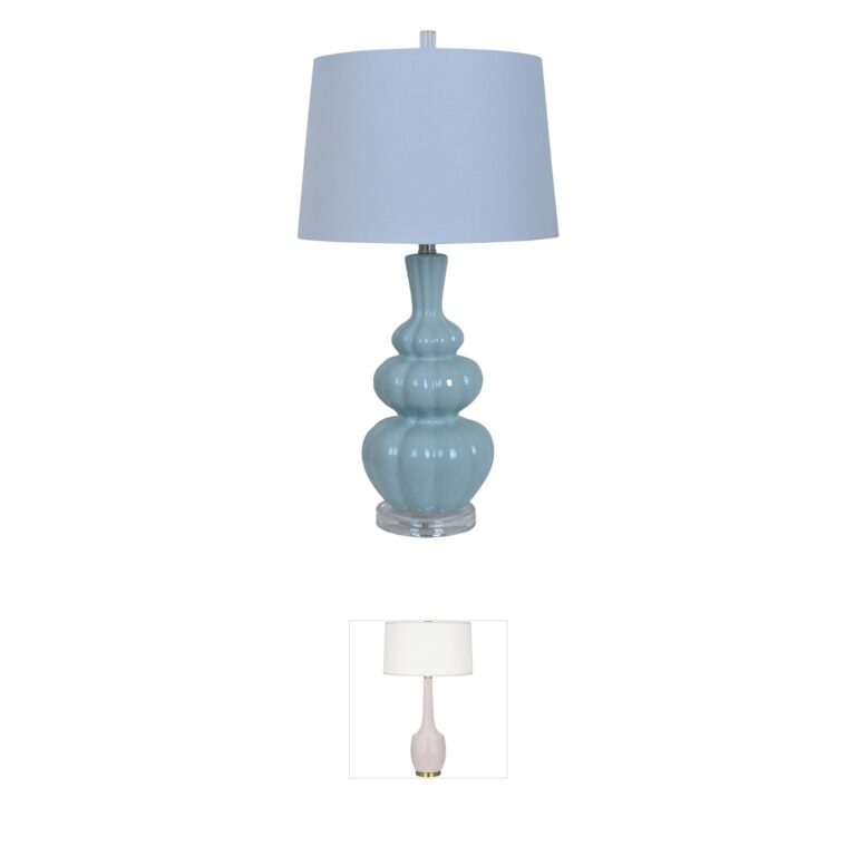 Crestview Collection Strata Light Blue Ceramic and Crystal Table Lamp