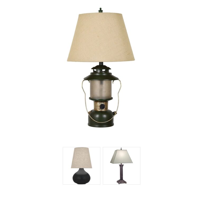 Crestview Collection Camp Lantern Green Resin Table Lamp with Nightlight