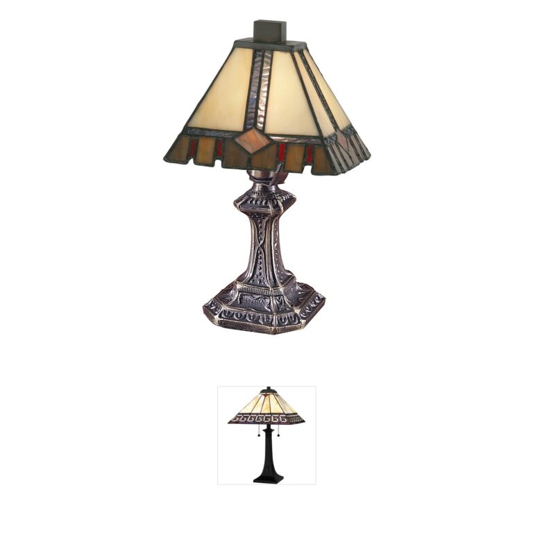Dale Tiffany Evelyn Antique Bronze Table Lamp with Hand-Rolled Glass