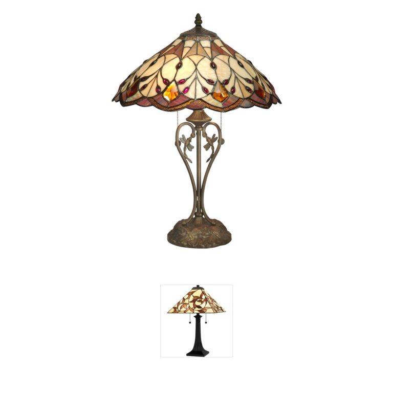 Dale Tiffany Evelyn Antique Bronze Table Lamp with Tiffany Shade