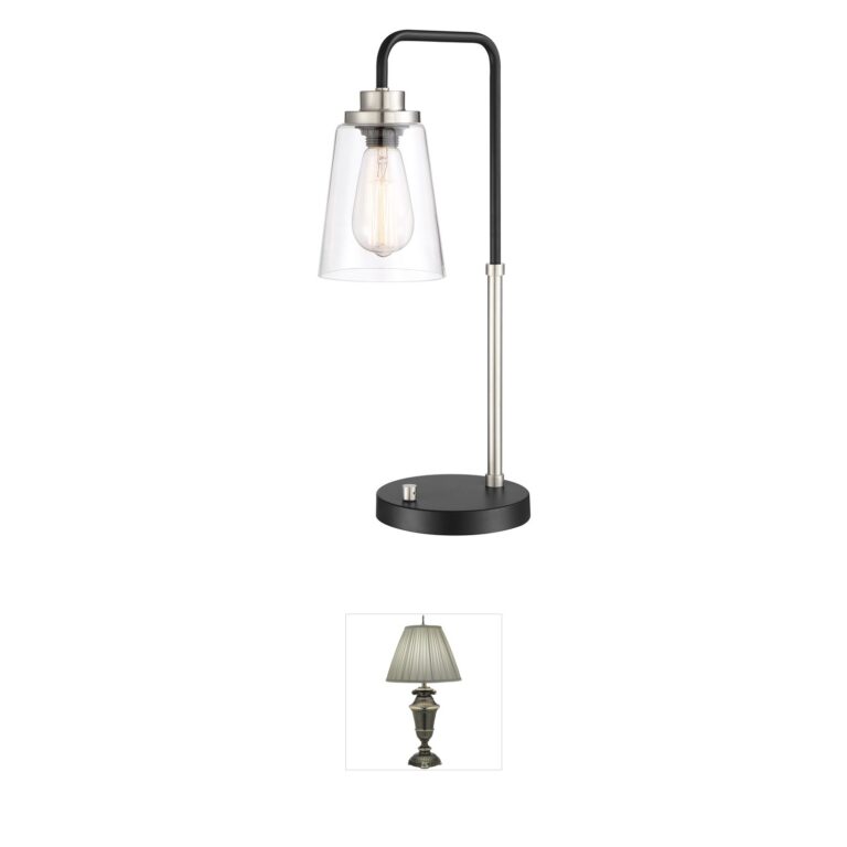 Lite Source Colinton Brushed Nickel Metal Table Lamp with Clear Shade