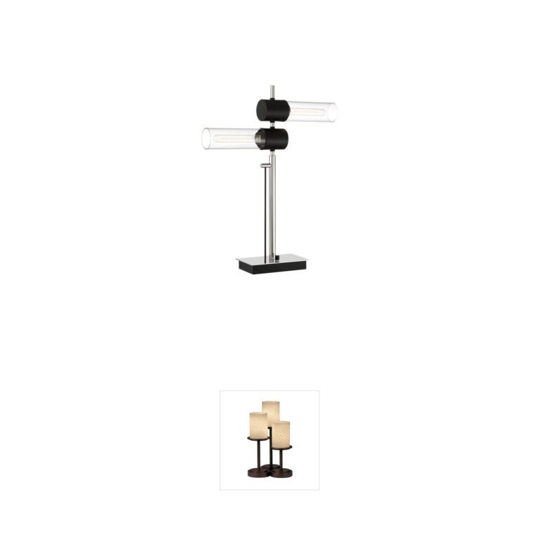 Lite Source Tomlin Brushed Nickel Table Lamp with Clear Shade