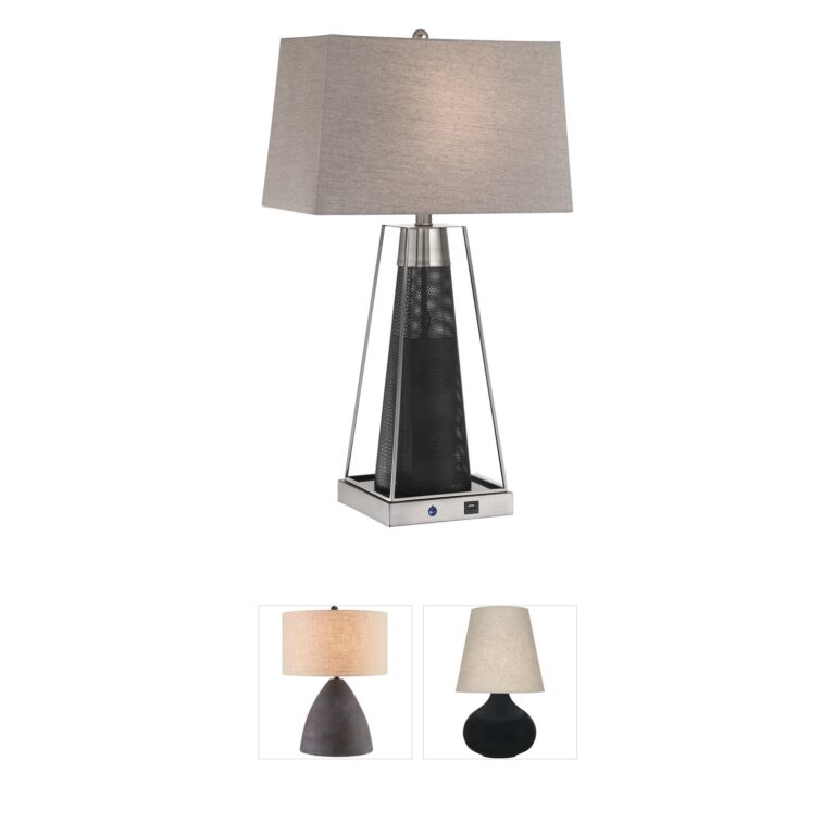 Lite Source Granger Black Metal Table Lamp with Tan Shade