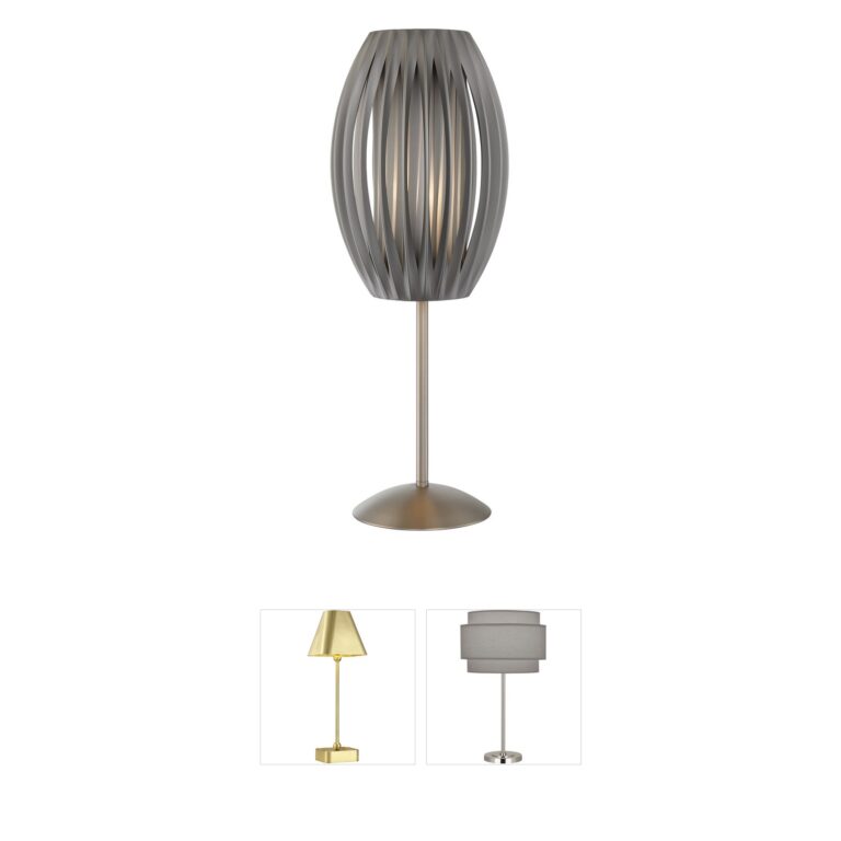 Lite Source Egg Stainless Steel Table Lamp with Grey Shade