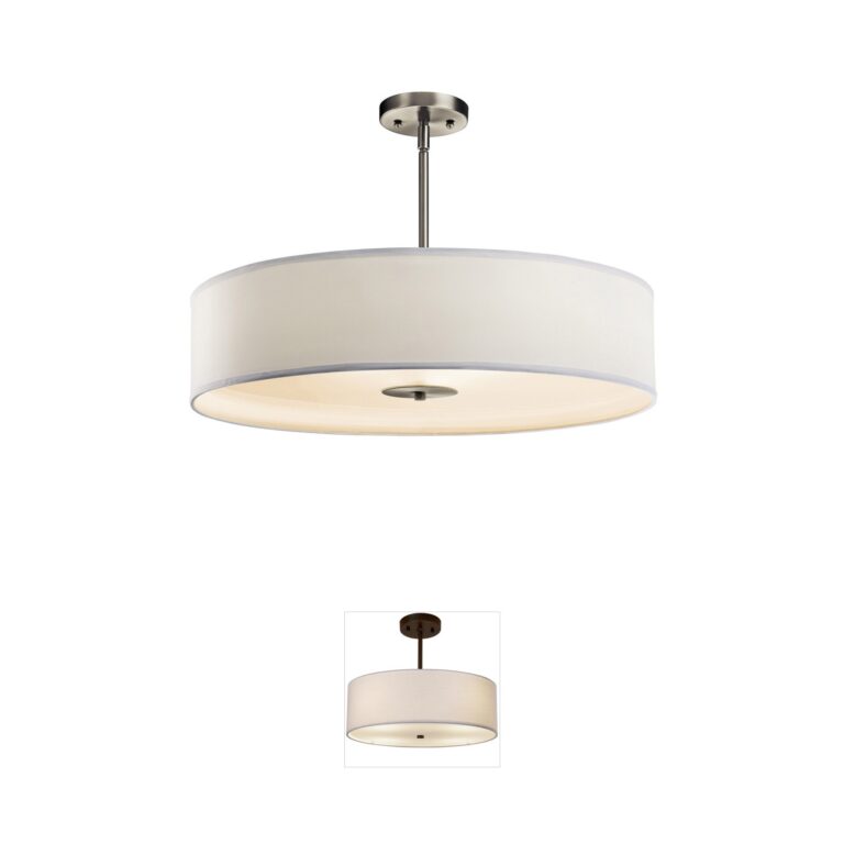 Kichler Independence 3-Light Brushed Nickel Pendant with White Microfiber Shade
