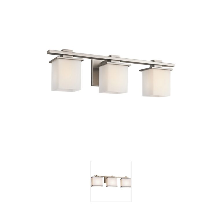 Kichler Tully 24 Inch 3-Light Antique Pewter Vanity with Satin Etched Cased Opal Glass