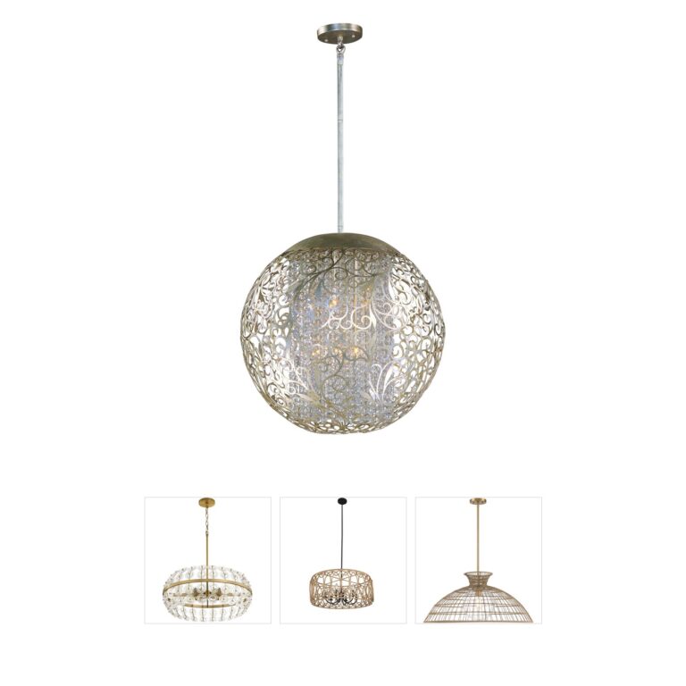 Maxim Lighting Arabesque Crystal Pendant in Golden Silver