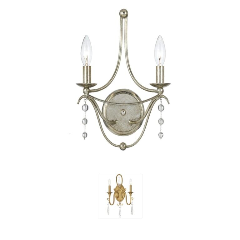 Crystorama Metro Antique Silver Wall Sconce with Glass Beads