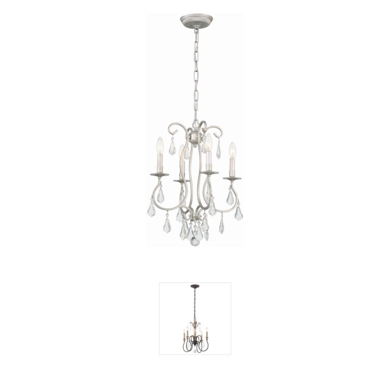 Crystorama Ashton Hand-Cut Crystal Mini Chandelier in Olde Silver