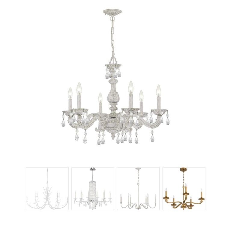Crystorama Paris Market 6-Light Antique White Hand Cut Crystal Chandelier