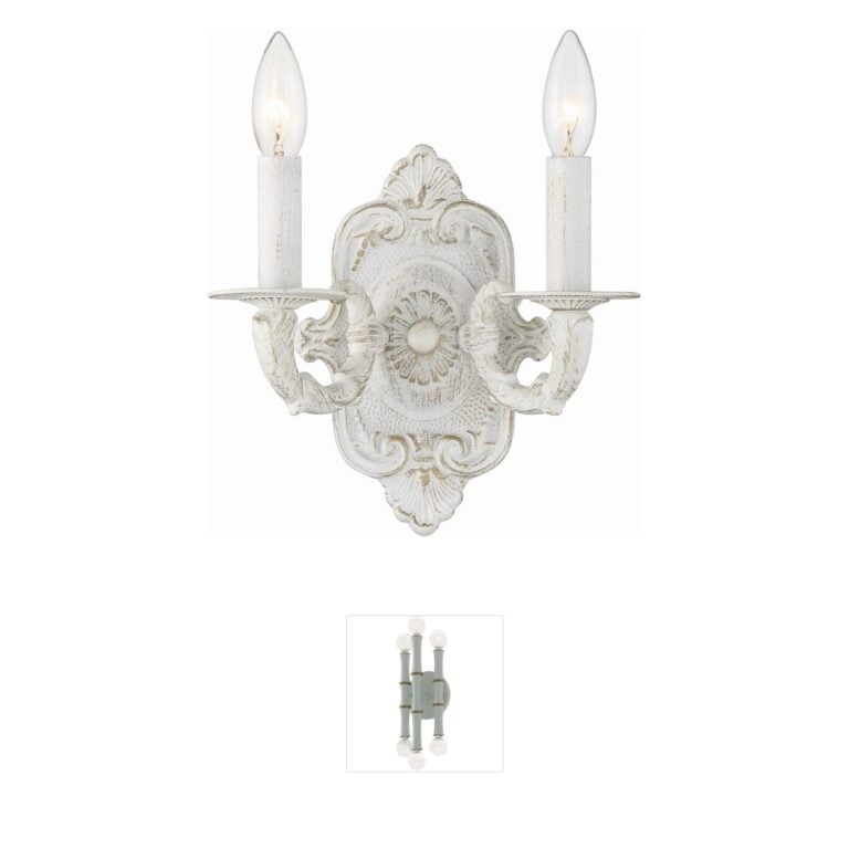 Crystorama Paris Market Antique White Steel Wall Sconce