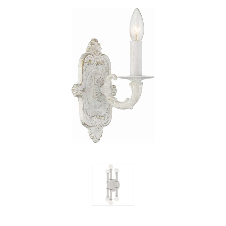 Crystorama Paris Market Antique White Steel Sconce