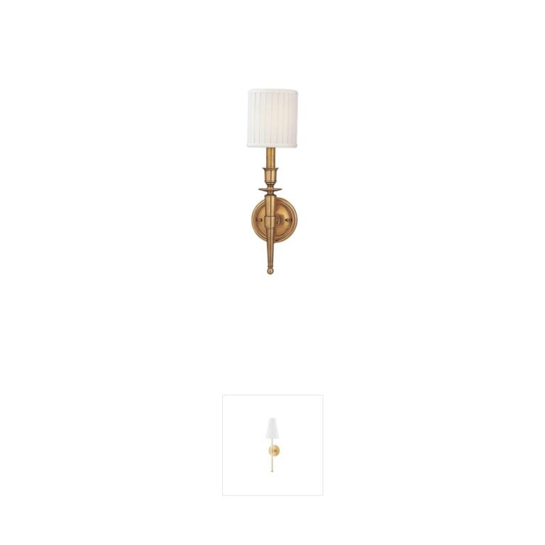 Hudson Valley Abington Aged Brass Wall Sconce with Silk Shade