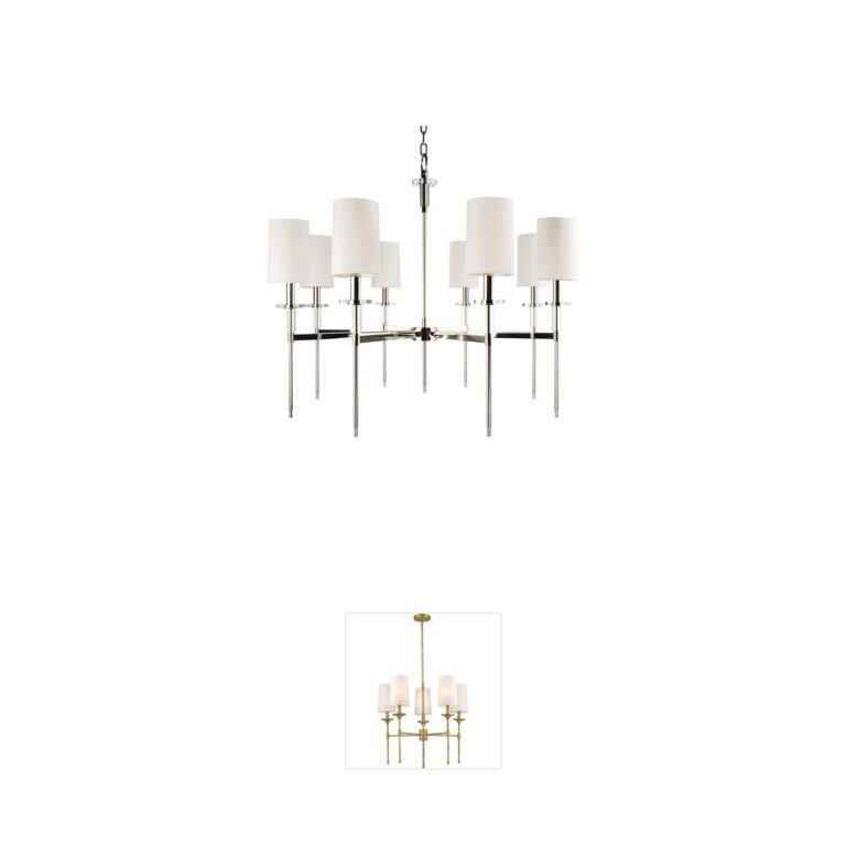 Hudson Valley Amherst 8-Light Polished Nickel Chandelier with Faux Silk Shades