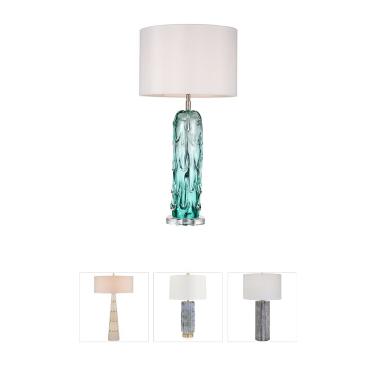 Lucas + McKearn Ponchatrain Clear Blue Glass Table Lamp